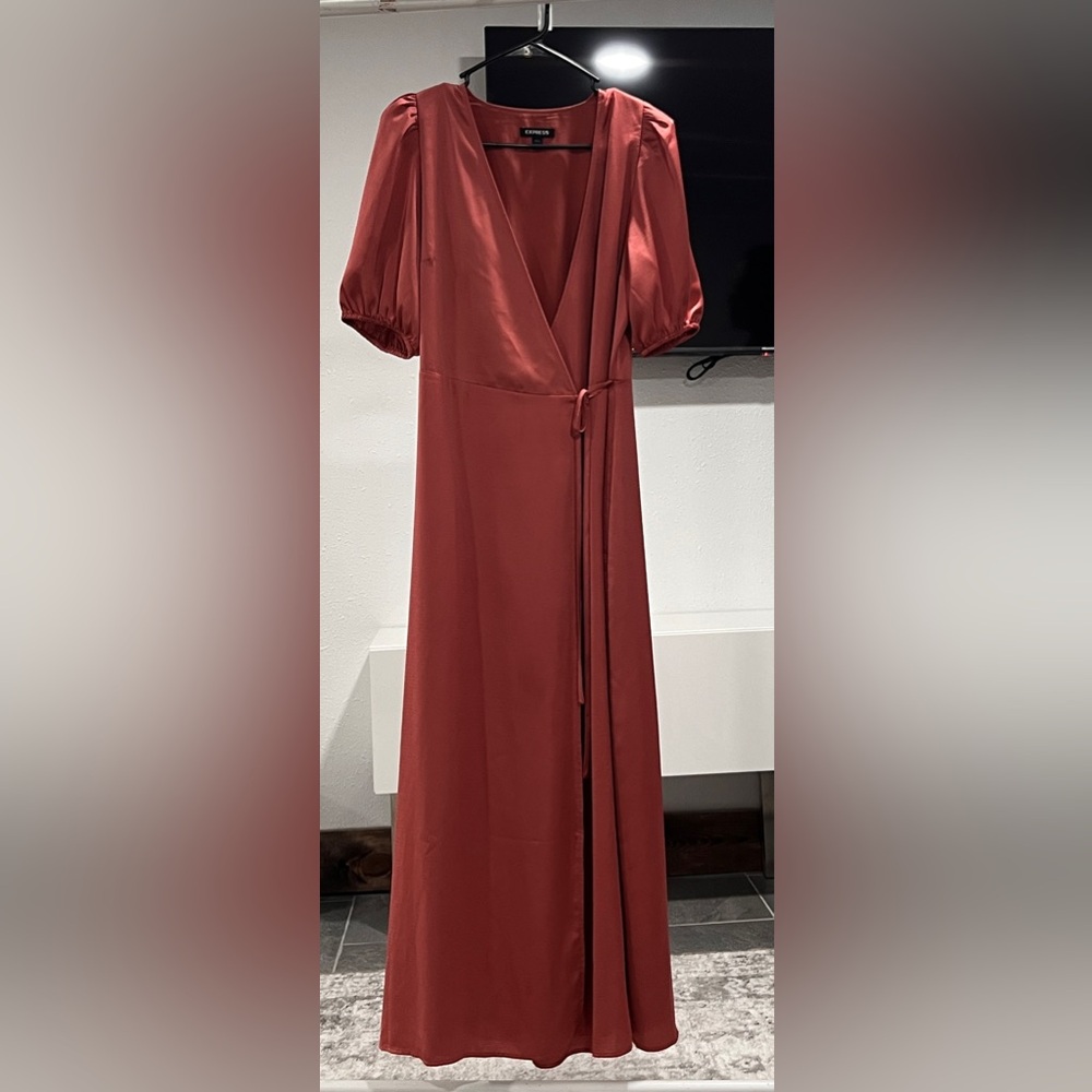 Express Terracotta Wrap Dress
